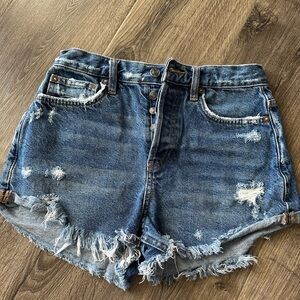 Free People Denim Distressed Women Shorts